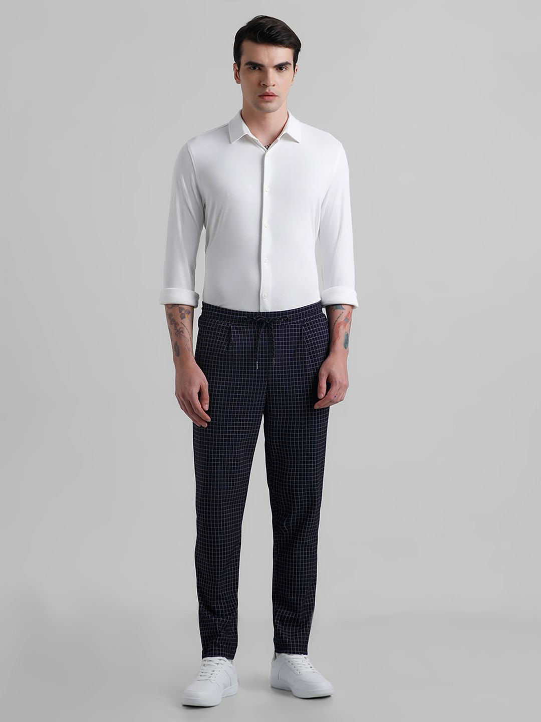 White Knitted Full Sleeves Shirt