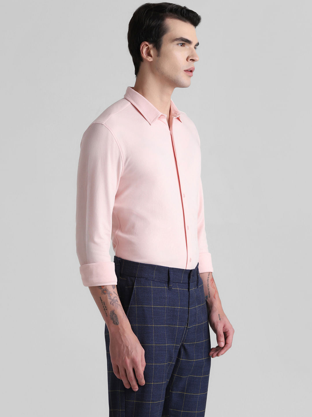 Pink Solid Knitted Shirt