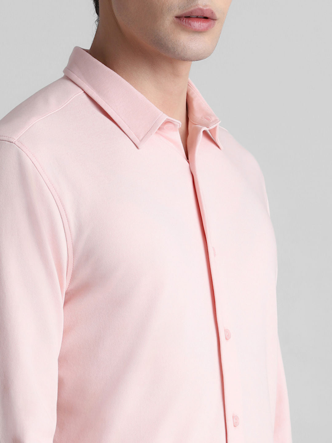 Pink Solid Knitted Shirt