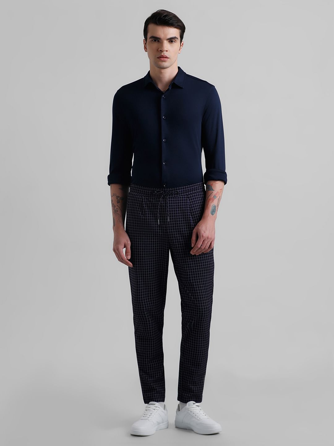 Dark Blue Knitted Full Sleeves Shirt