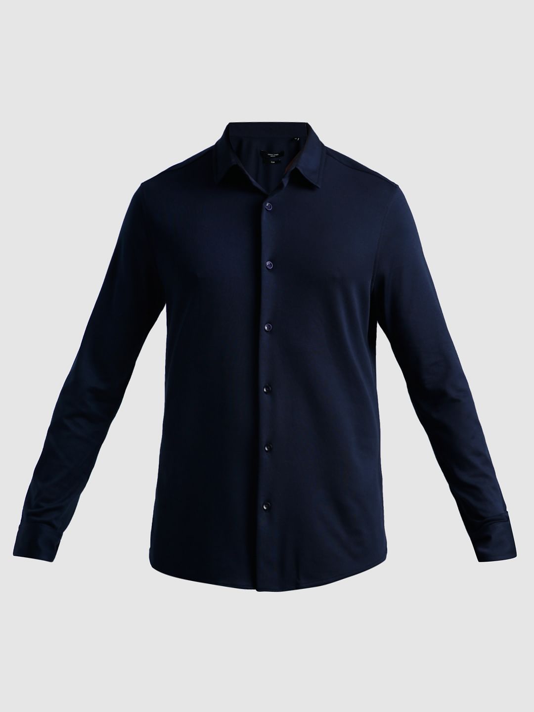 Dark Blue Knitted Full Sleeves Shirt