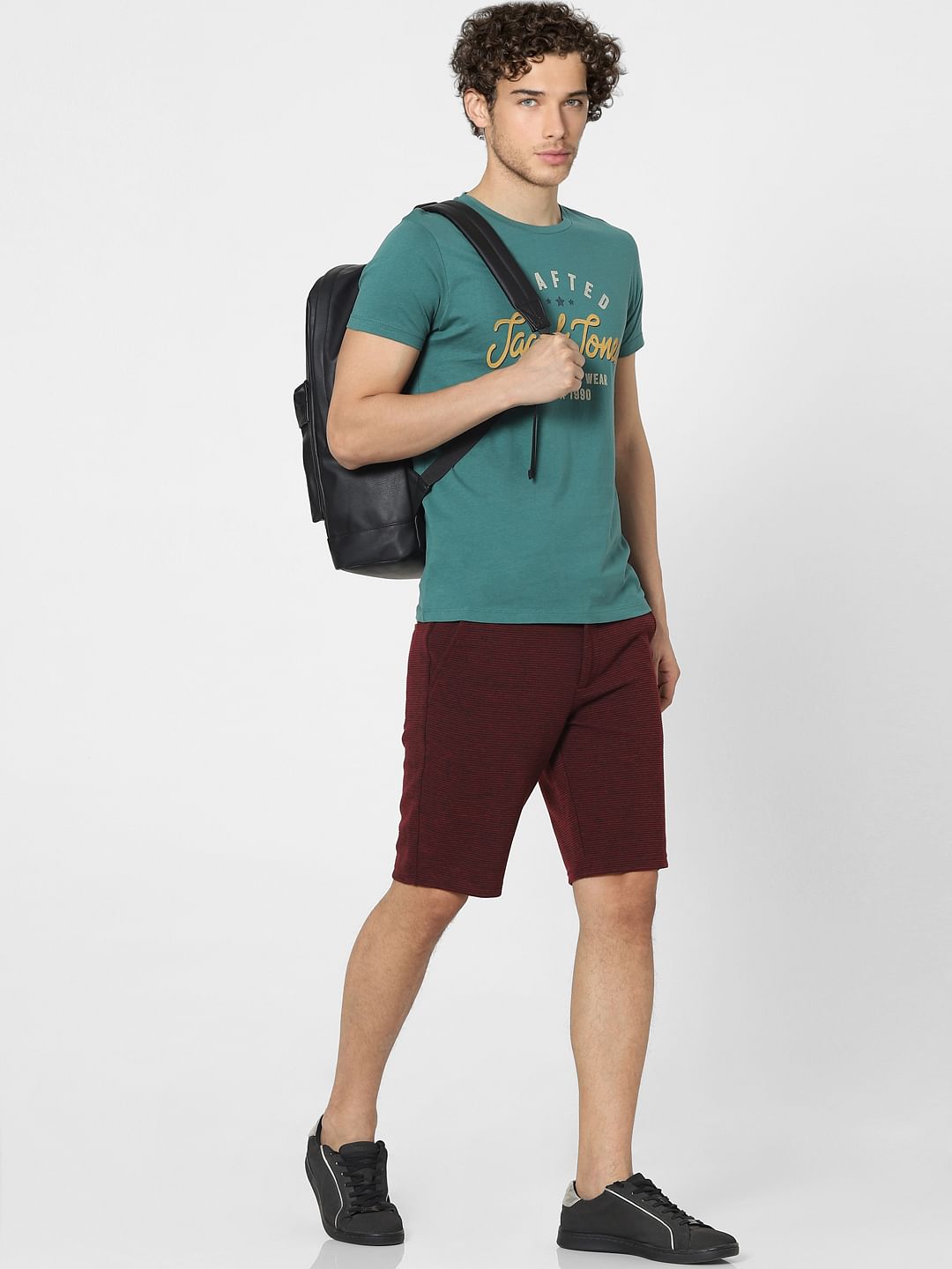 Maroon Low Rise Textured Knit Shorts