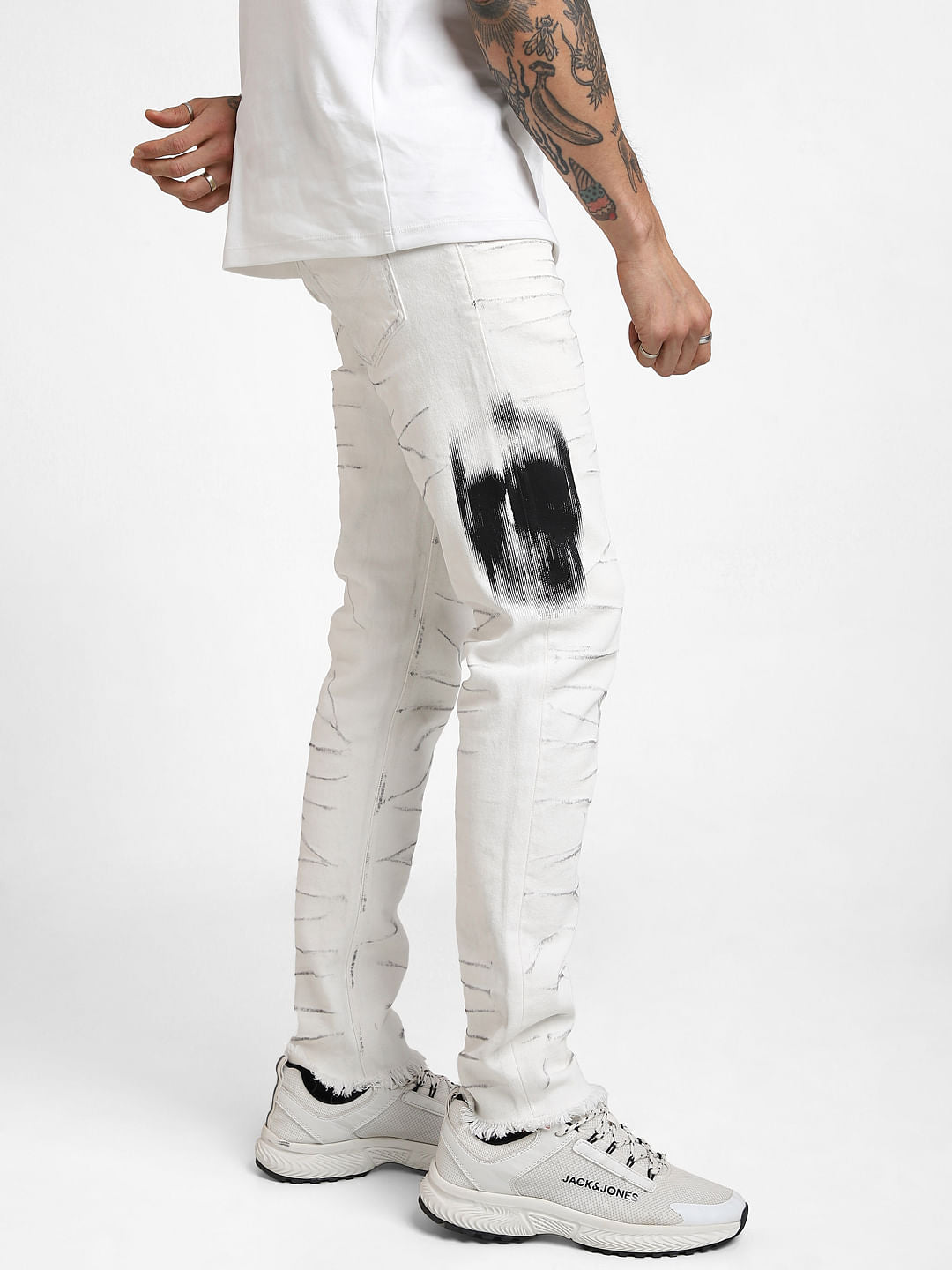UNMATCHED by JACK&JONES White Cracking Effect Slim Fit Jeans