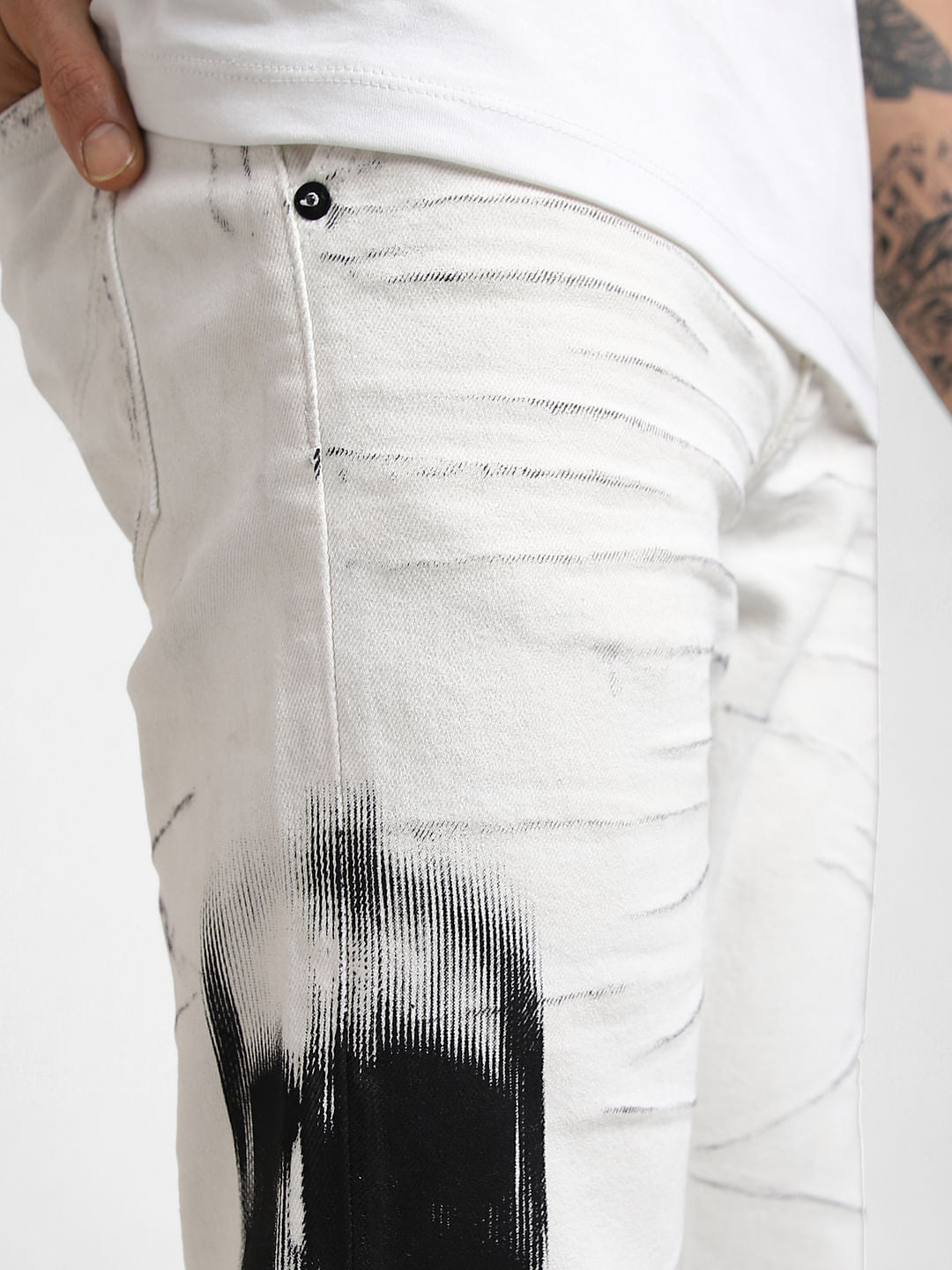 UNMATCHED by JACK&JONES White Cracking Effect Slim Fit Jeans