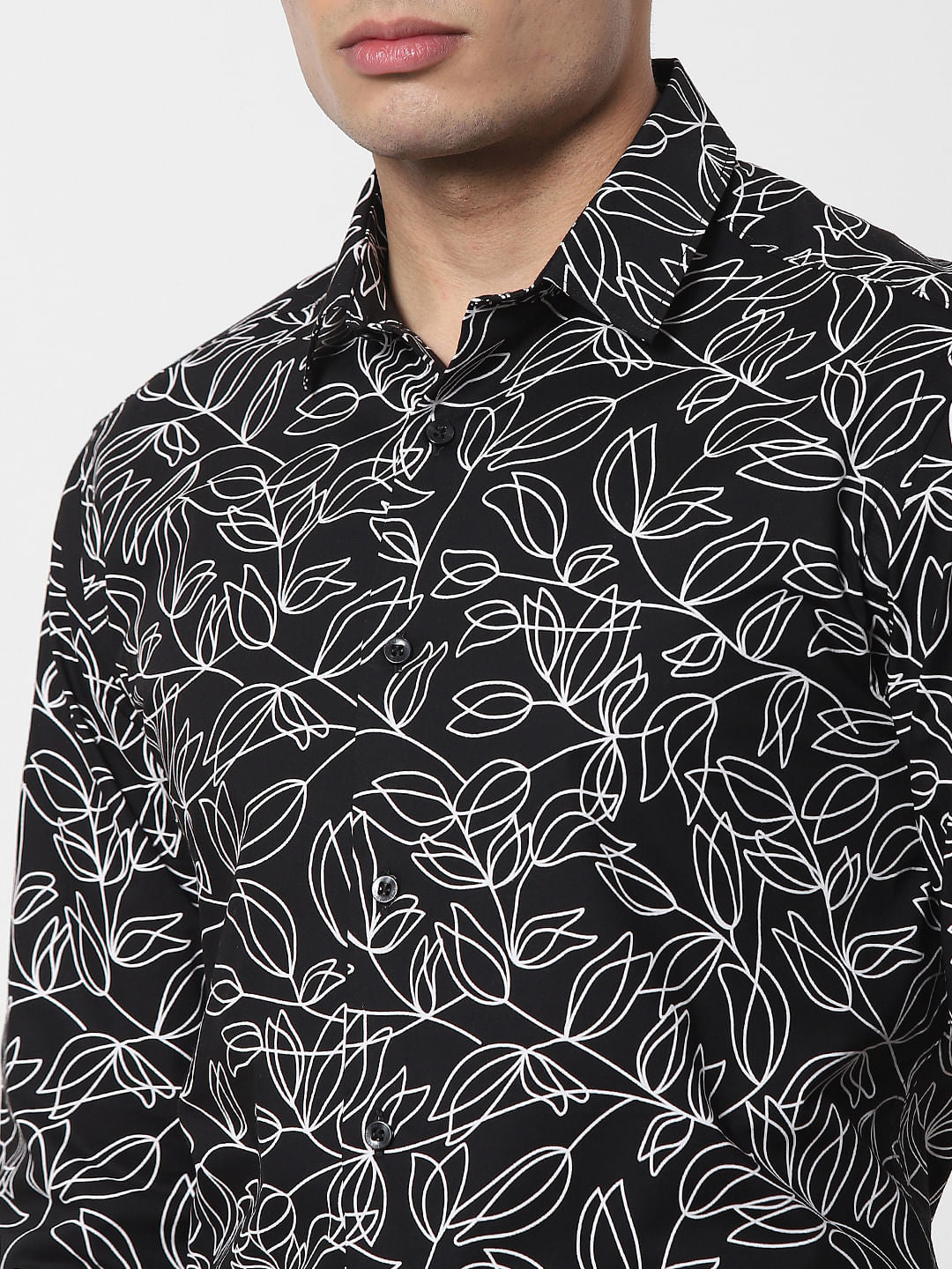 Black All Over Print Full Sleeves Shirt