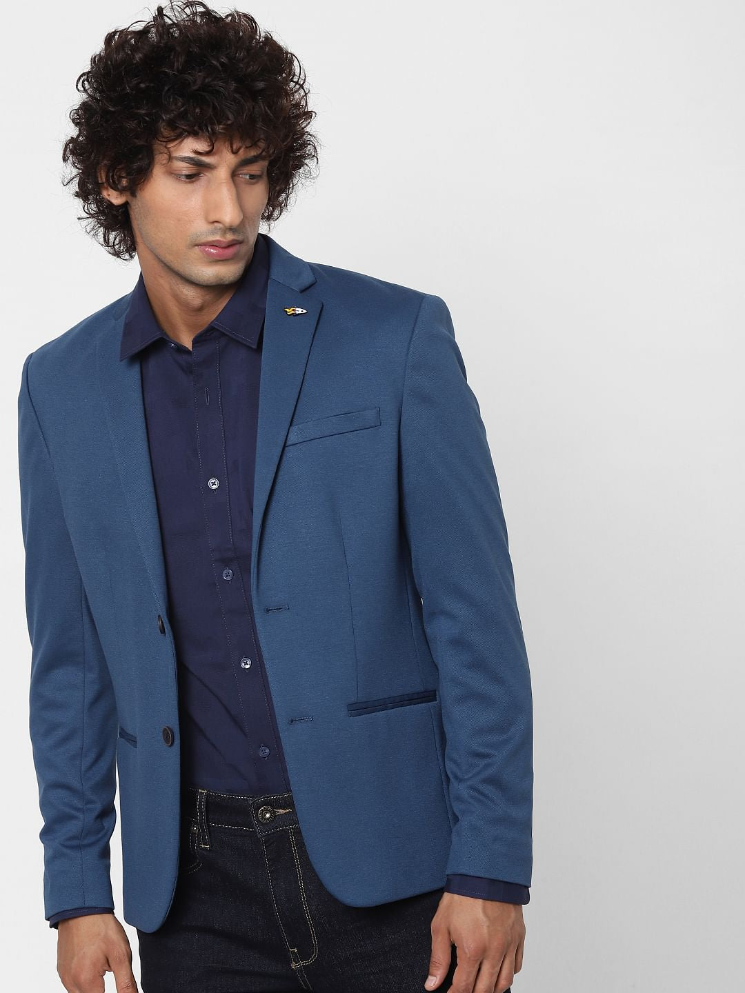 Blue Geometric Print Full Sleeves Shirt