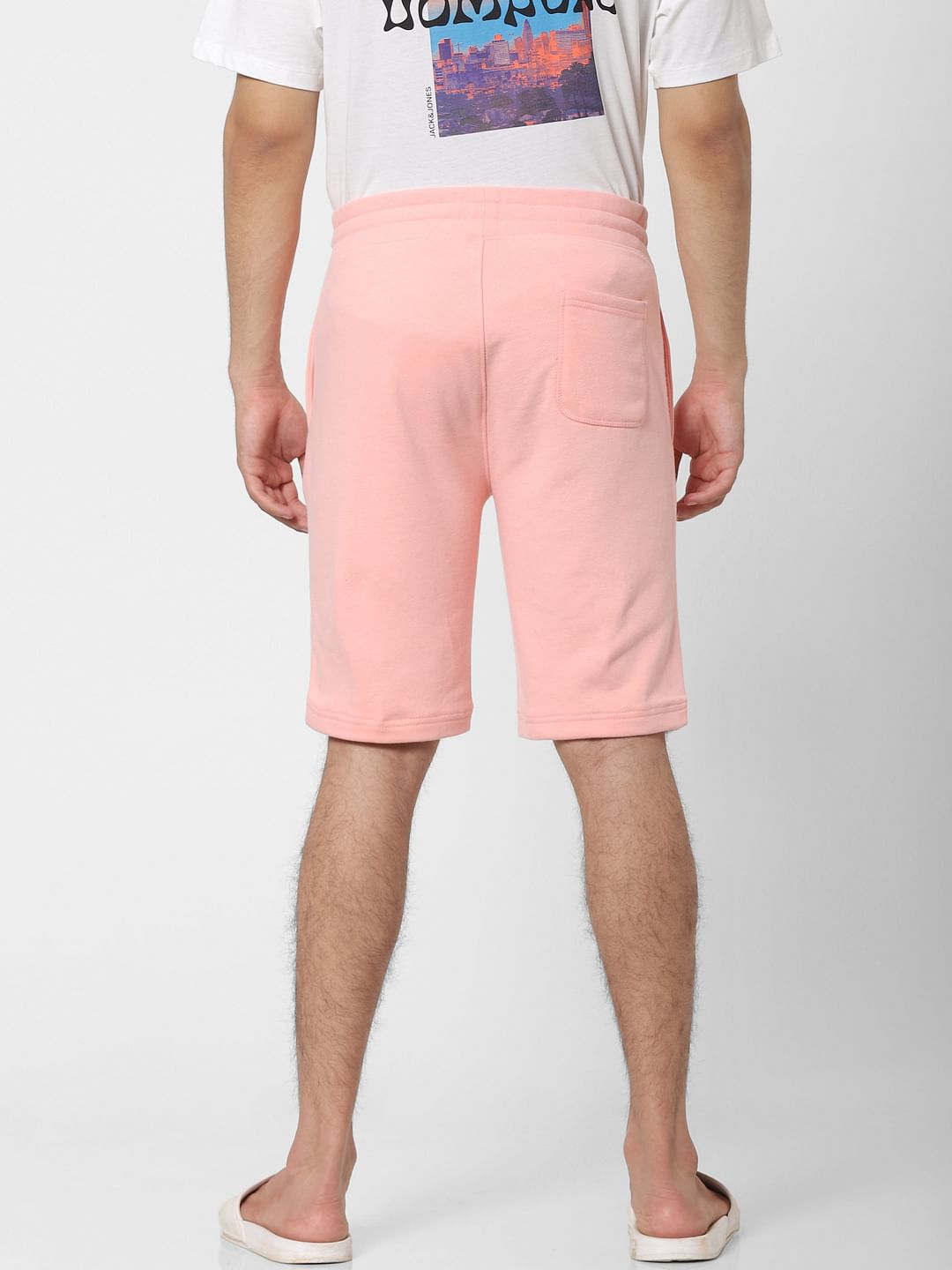 Pink Low Rise Logo Print Sweatshorts