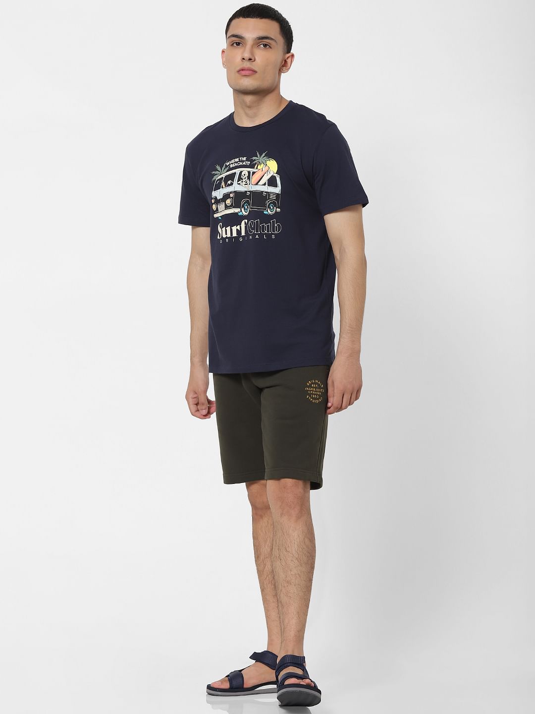 Dark Green Low Rise Logo Print Sweatshorts