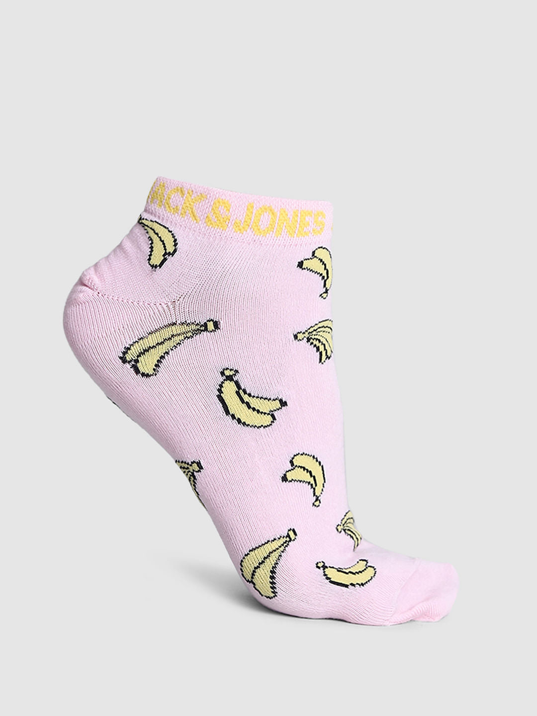 Pink Banana Print Ankle Length Socks