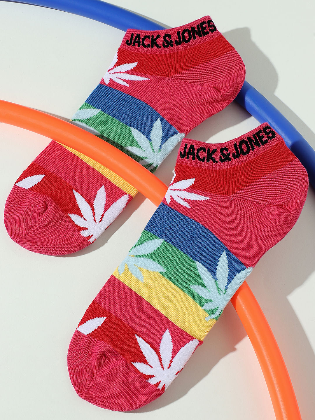 Pink Colourblocked Ankle Length Socks