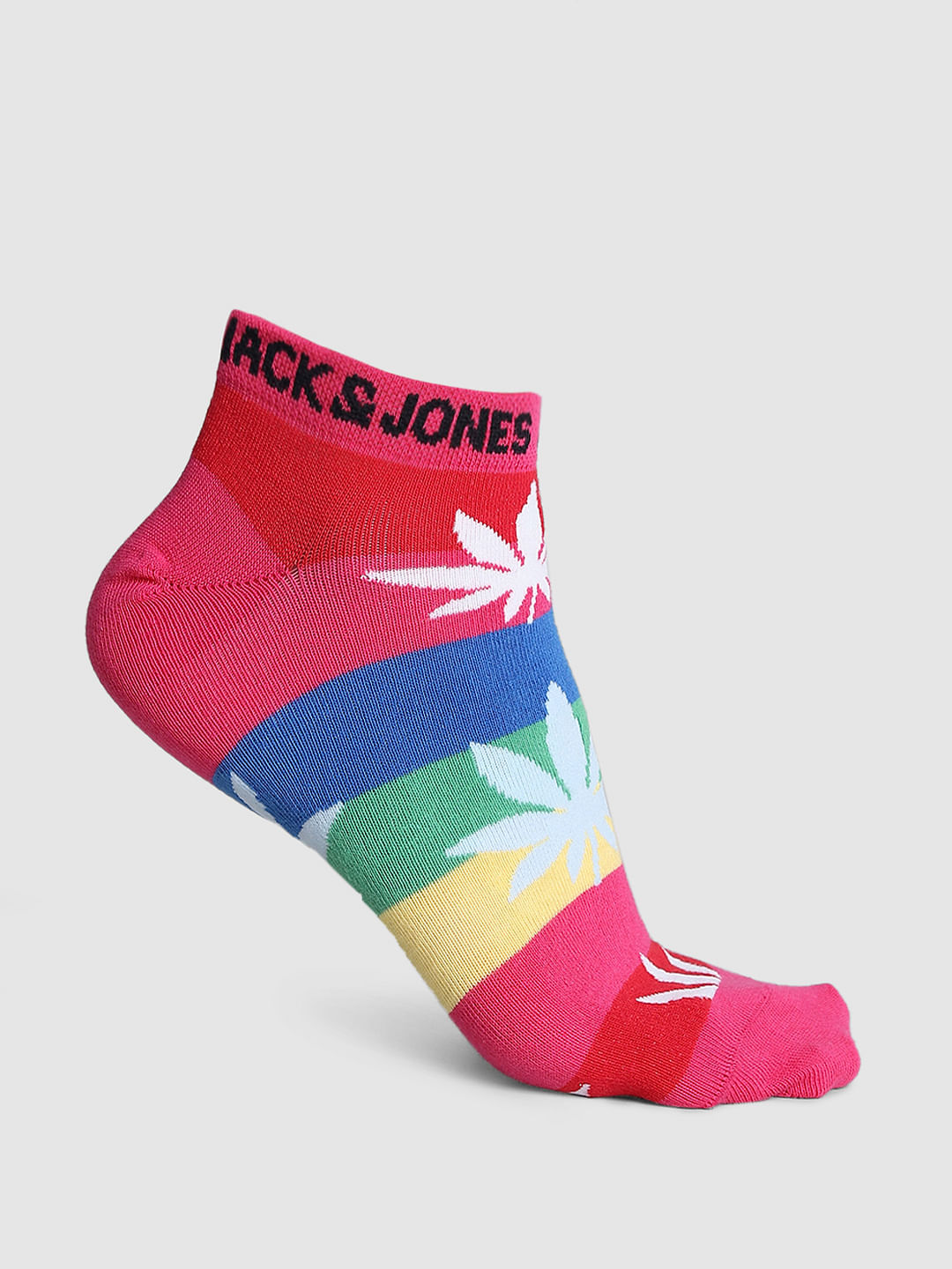 Pink Colourblocked Ankle Length Socks