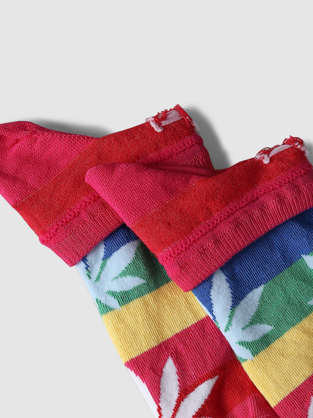 Pink Colourblocked Ankle Length Socks