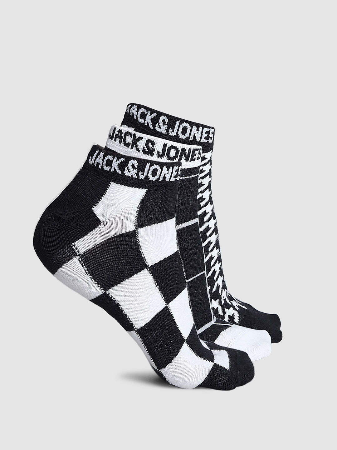Pack Of 3 Monochrome Ankle Length Socks