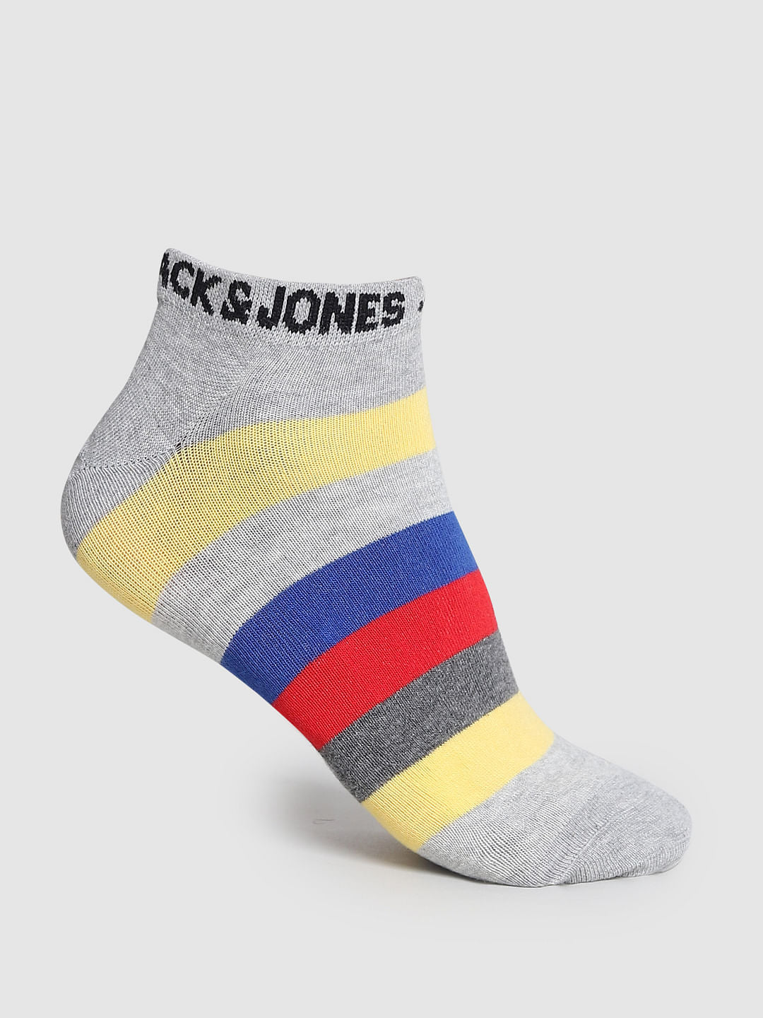 Grey Striped Mid-Length Socks