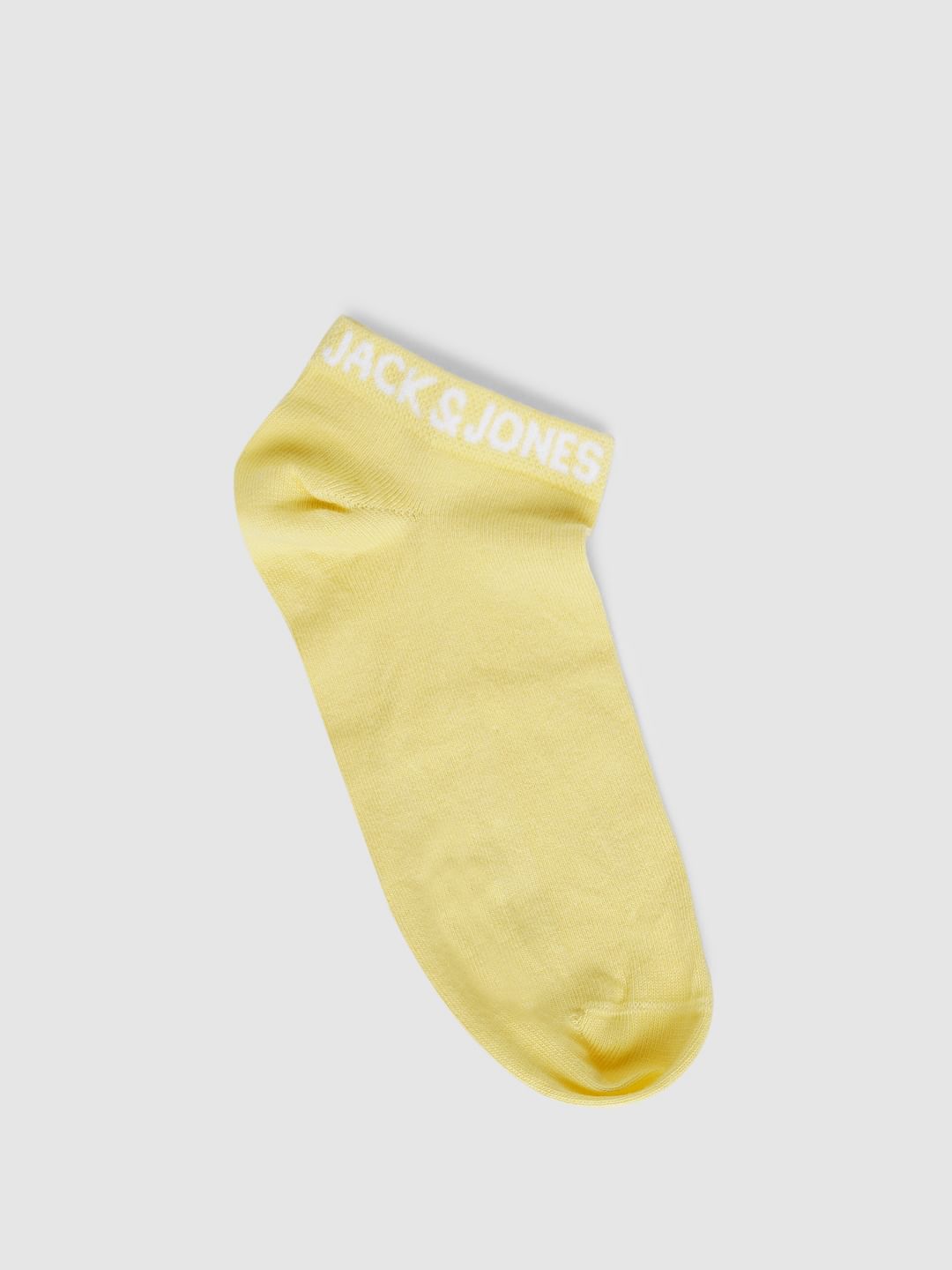 Yellow Logo Print Ankle Length Socks