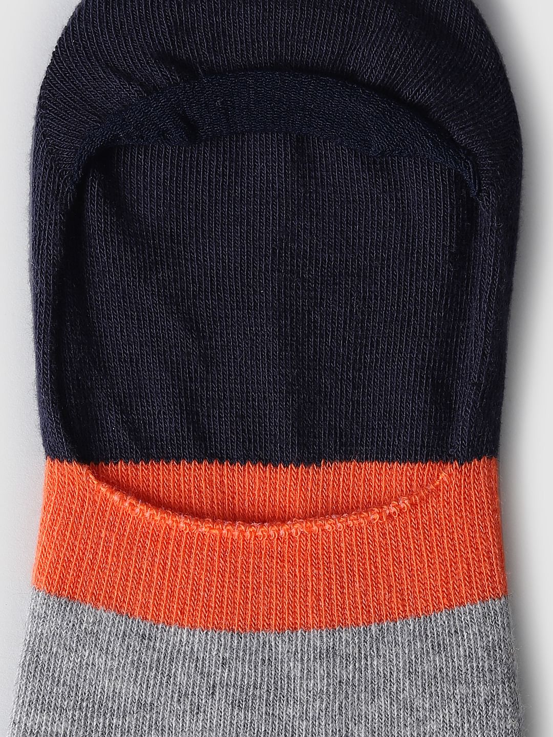 Navy Blue Colourblocked No-Show Socks