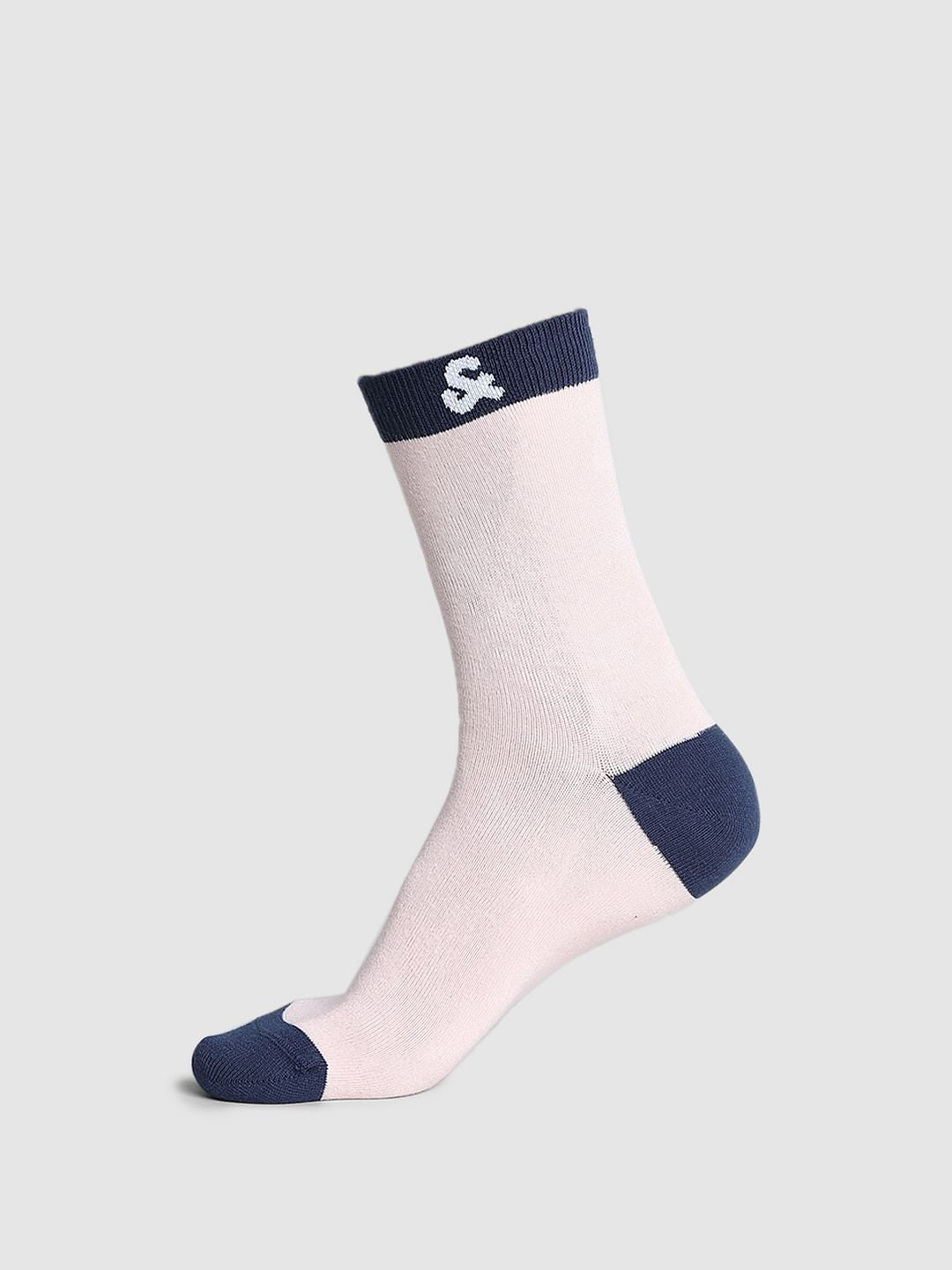 Pink Logo Print Mid Length Socks