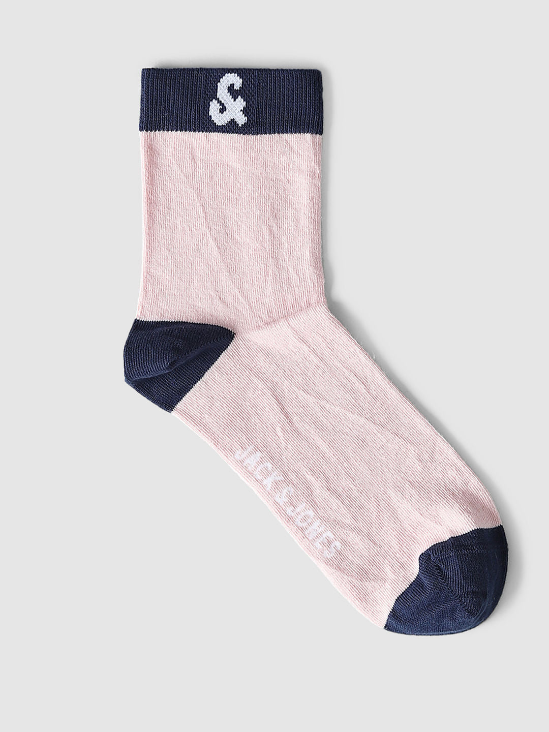 Pink Logo Print Mid Length Socks