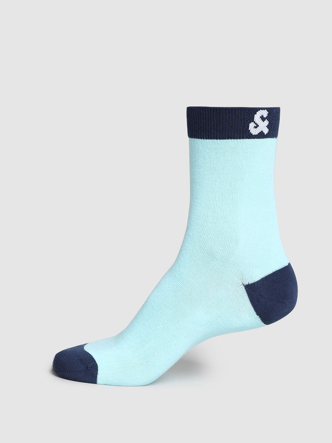 Green Colourblocked Mid-Length Socks
