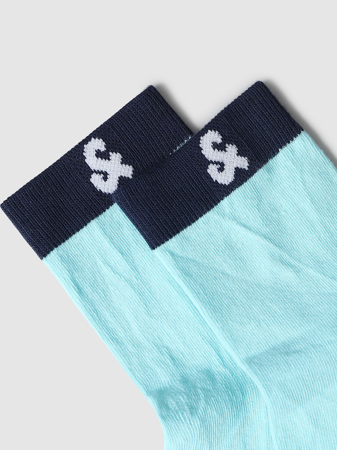 Green Colourblocked Mid-Length Socks