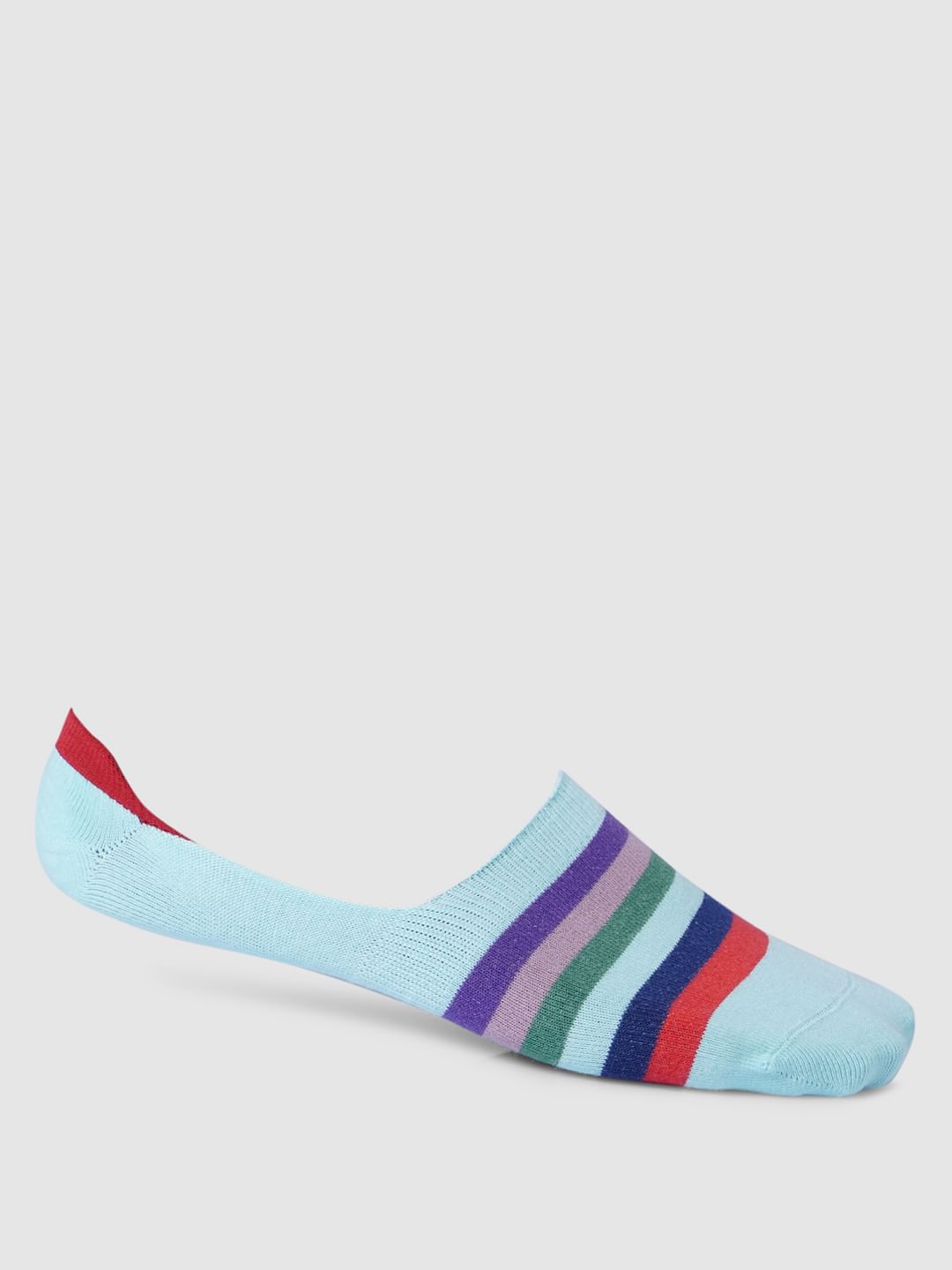 Pack Of 2 Striped No Show Socks - Blue