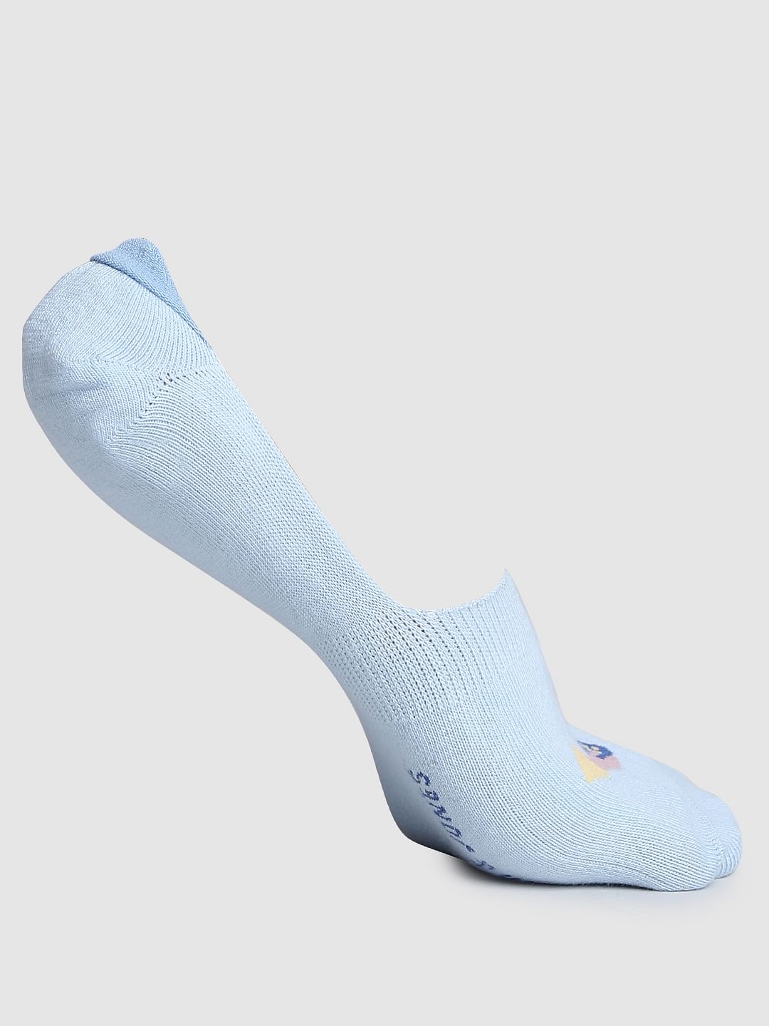 Pack Of 2 Blue Printed No Show Socks