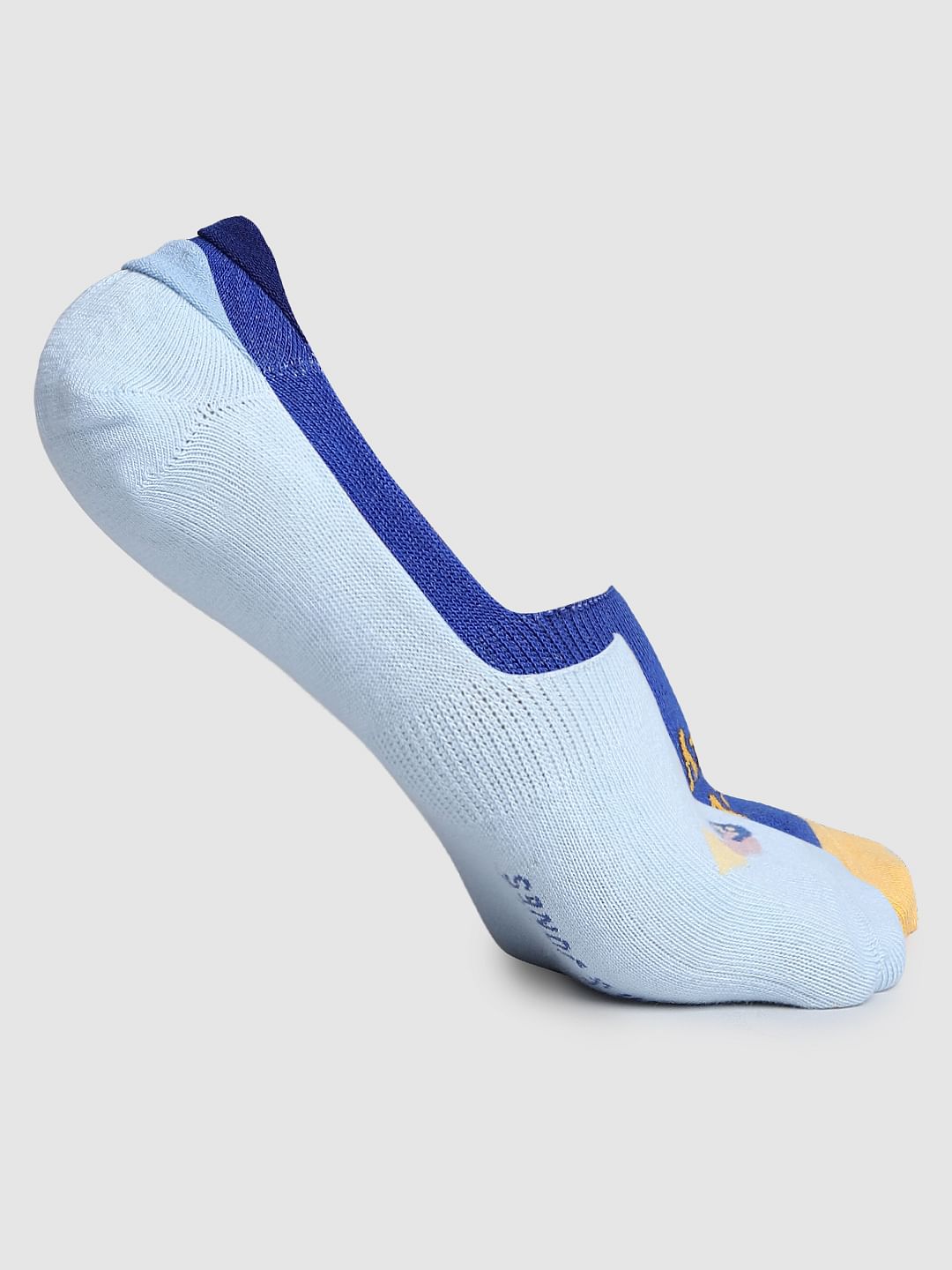 Pack Of 2 Blue Printed No Show Socks