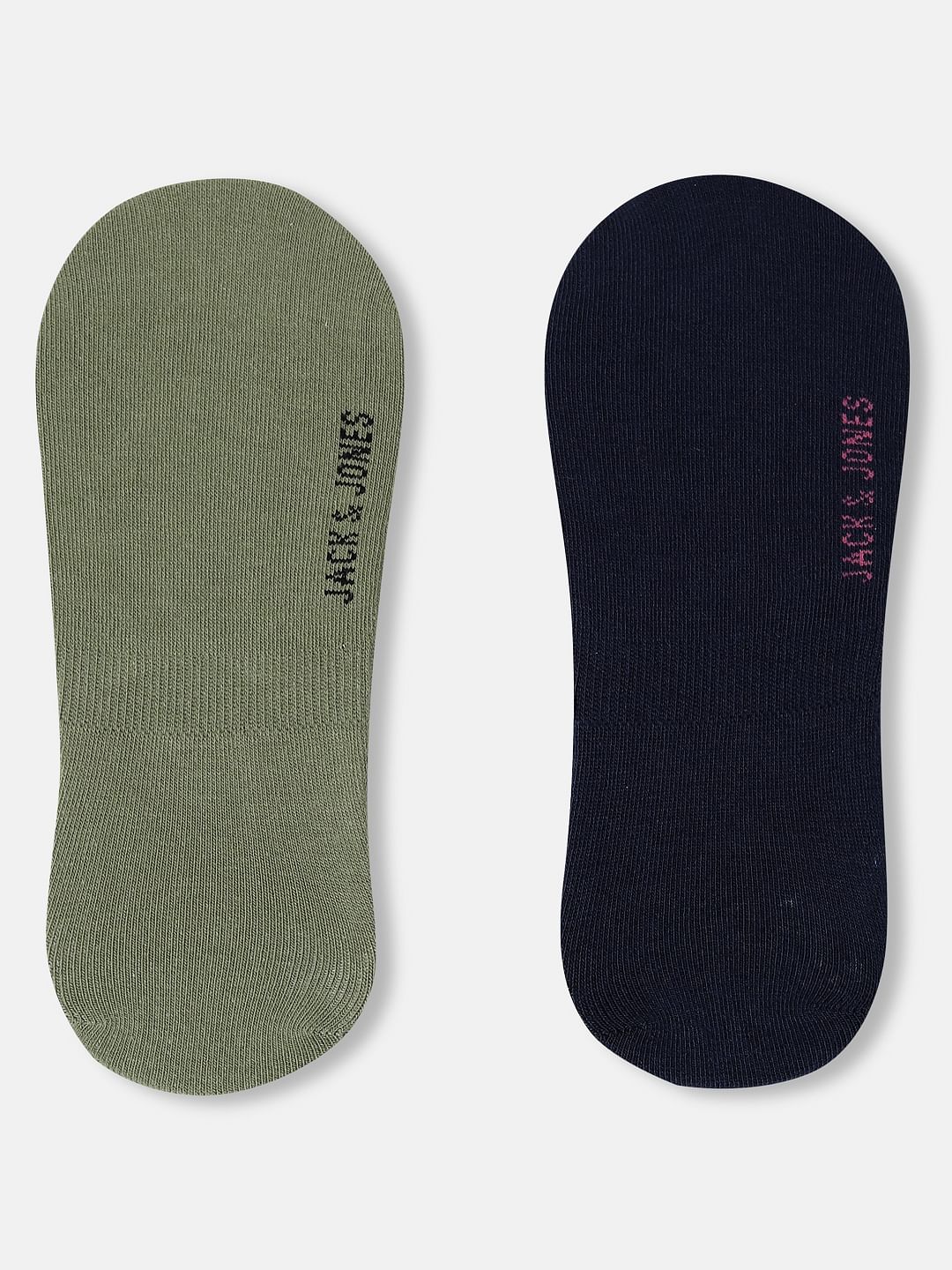 Pack Of 2 No Show Socks - Green & Blue