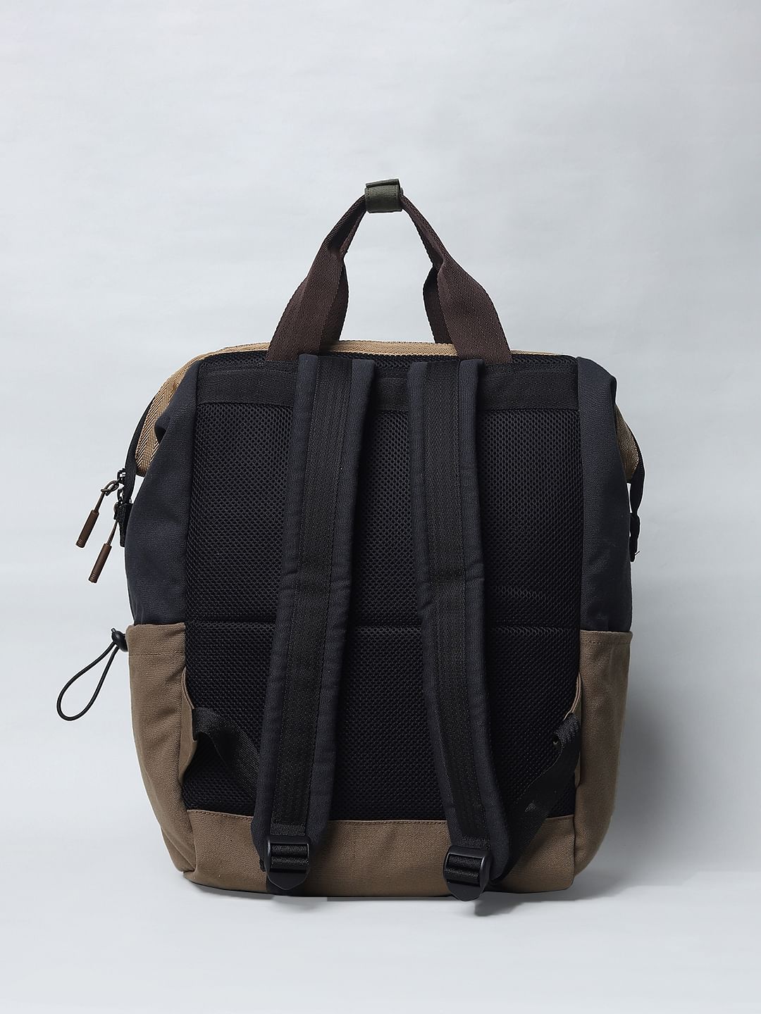 Brown Colourblocked Backpack