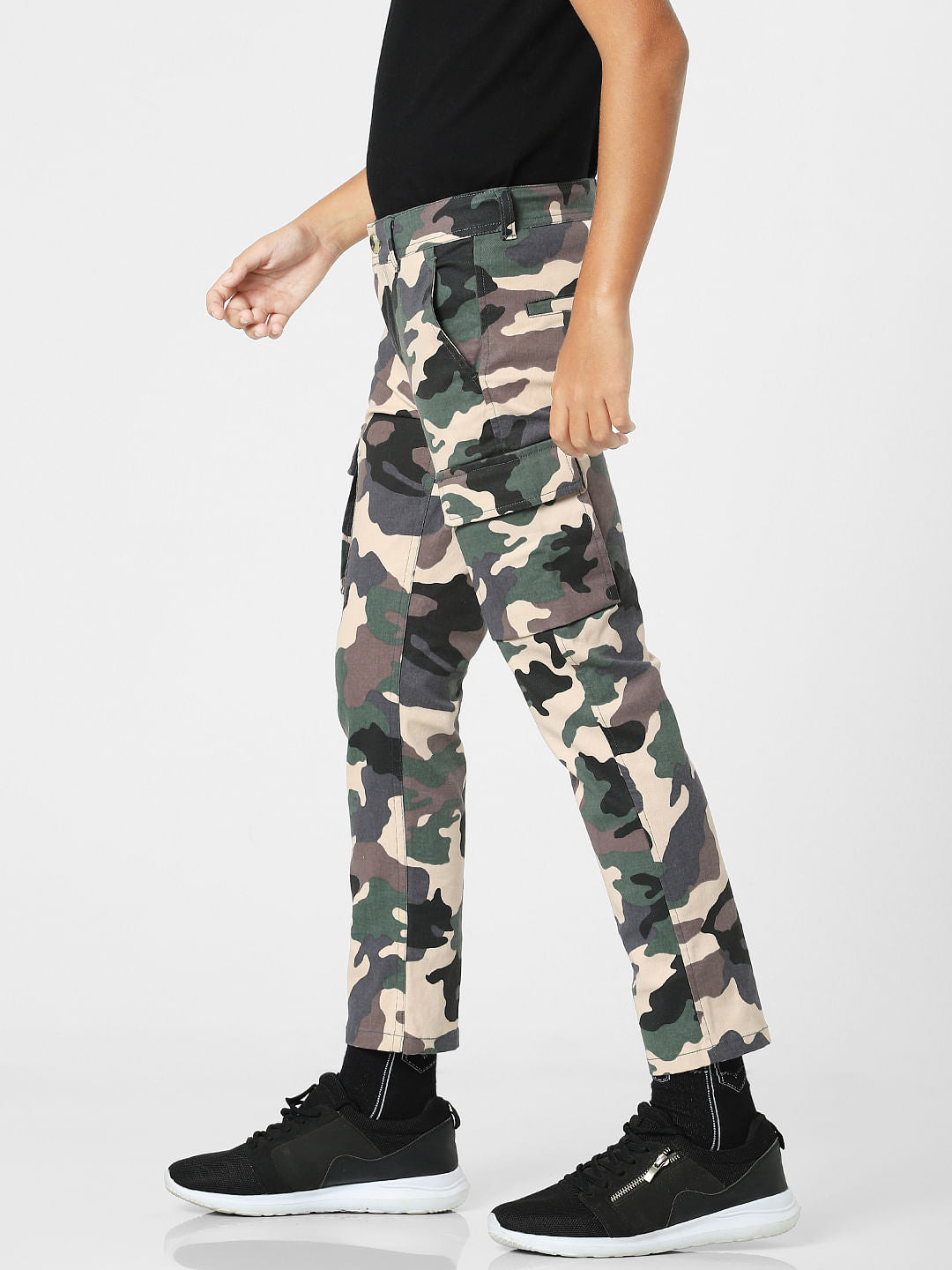 Black Mid Rise Camo Print Jeans