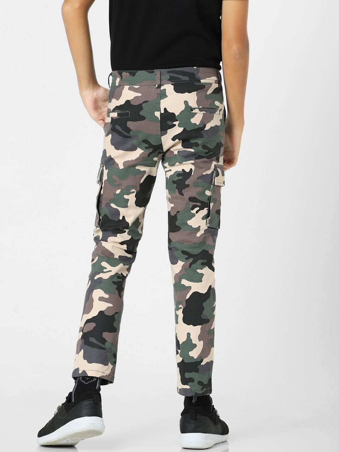 Black Mid Rise Camo Print Jeans