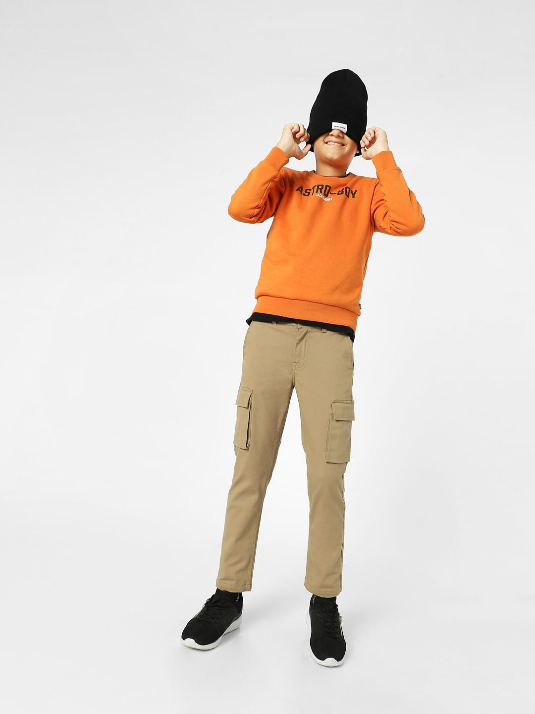 Brown Mid Rise Cargo Jeans