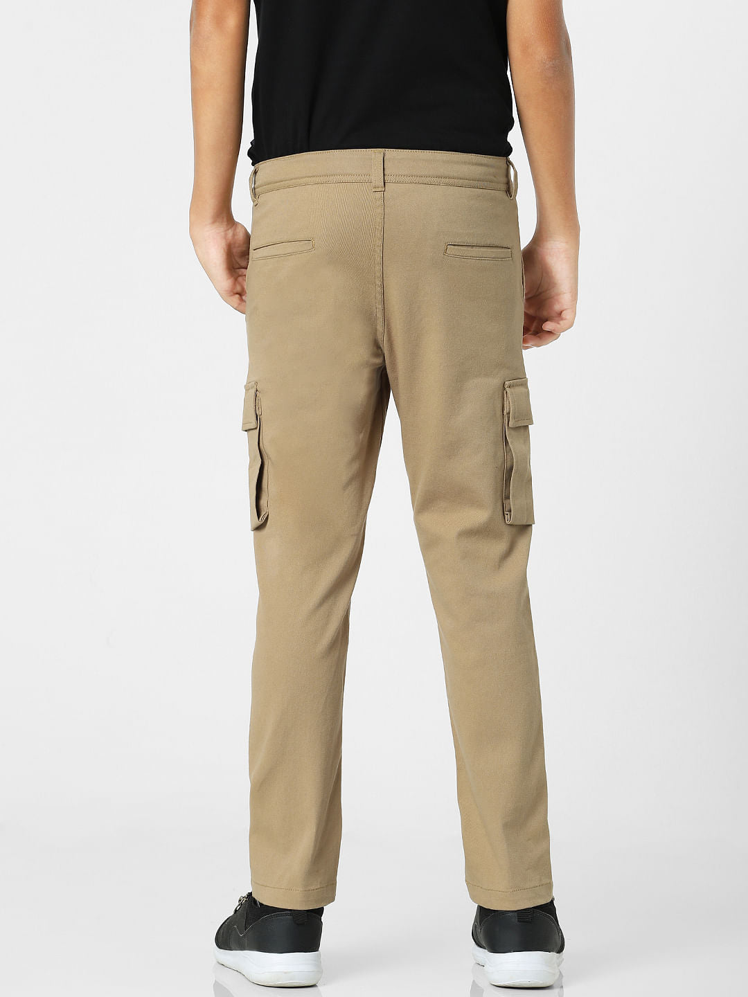 Brown Mid Rise Cargo Jeans