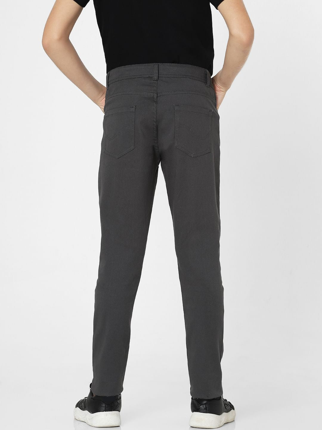 Boys Grey Mid Rise Glenn Slim Fit Jeans