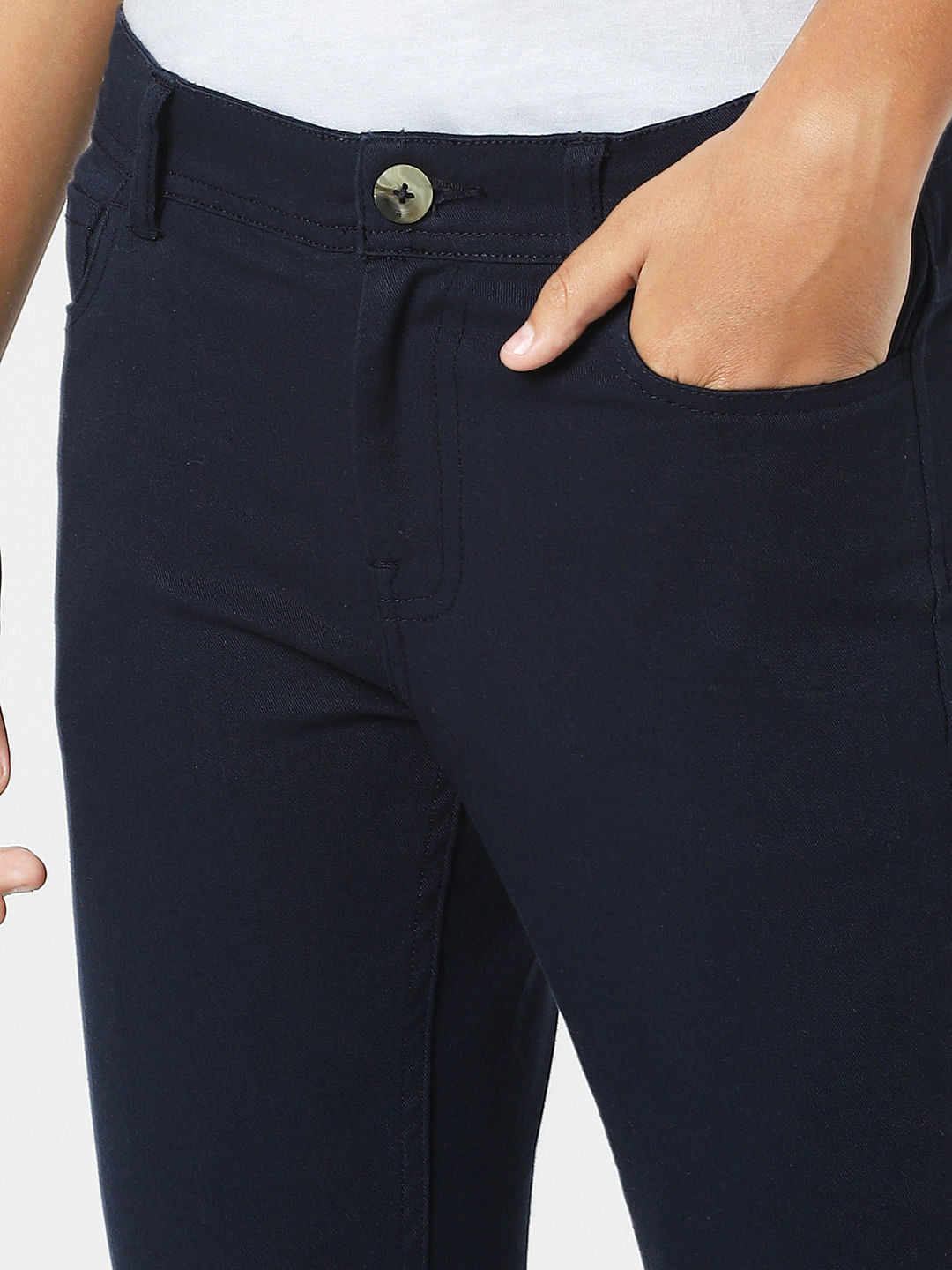 Navy Blue Mid Rise Slim Fit Jeans