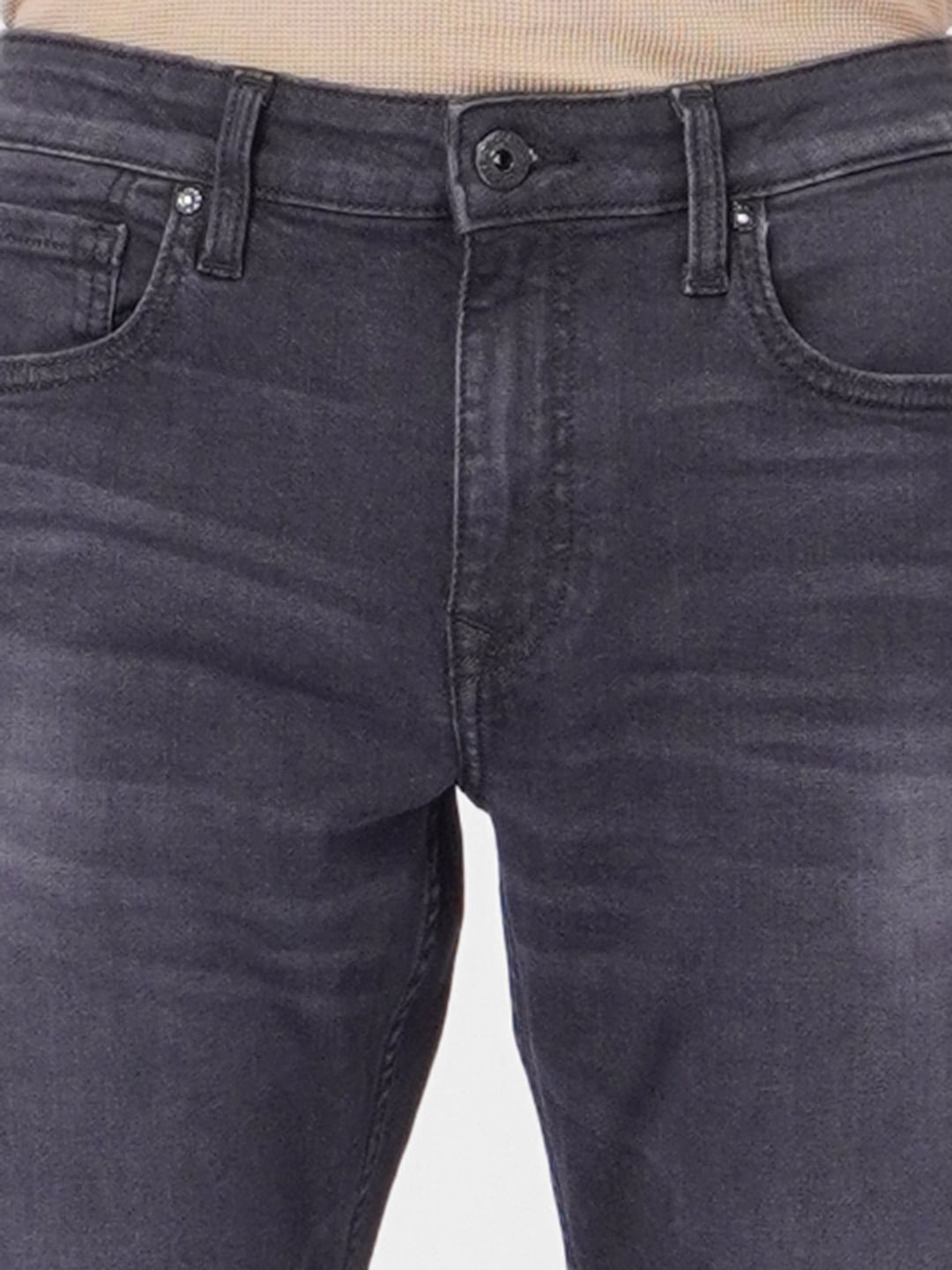 Black Mid Rise Clark Regular Fit Jeans