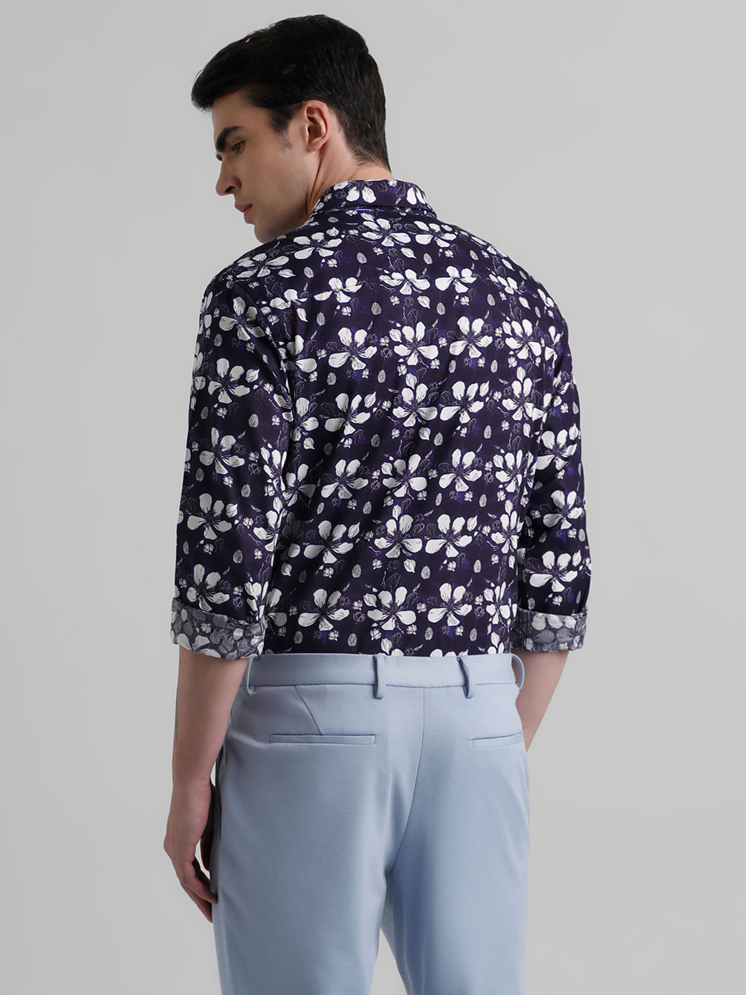 Purple Floral Full Sleeves Shirt