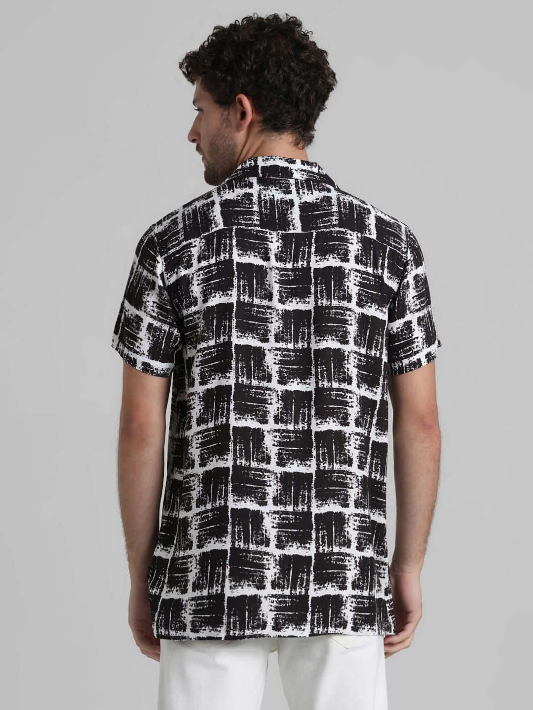 Black Abstract Print Casual Shirt