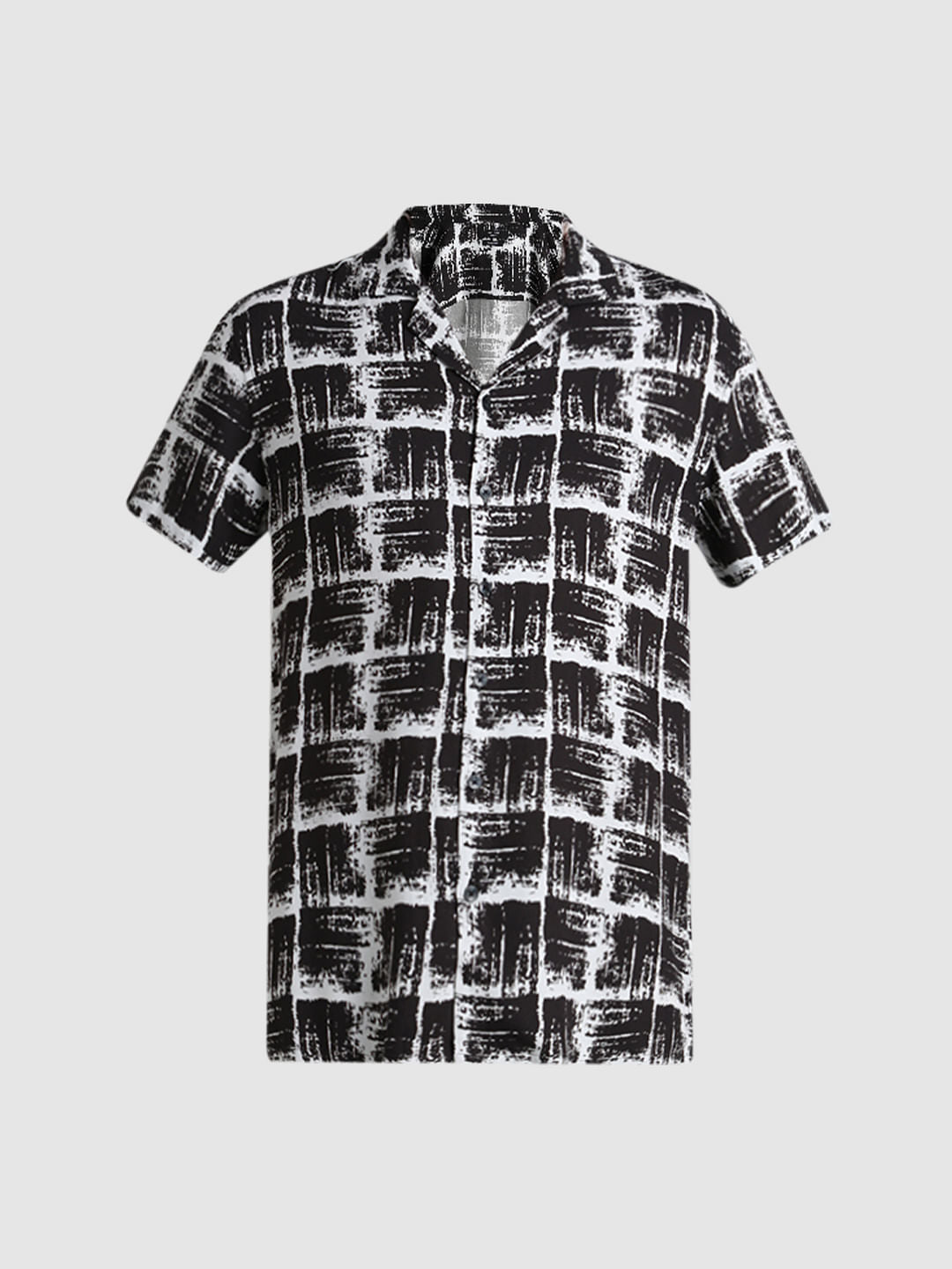 Black Abstract Print Casual Shirt