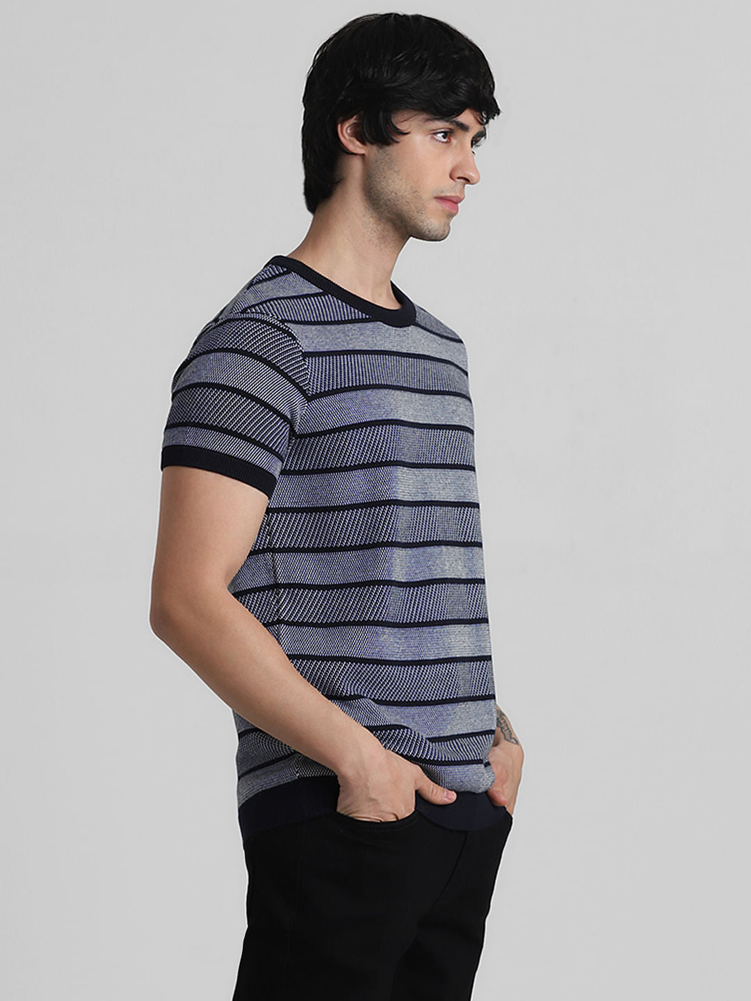 Black Striped Knitted T-shirt