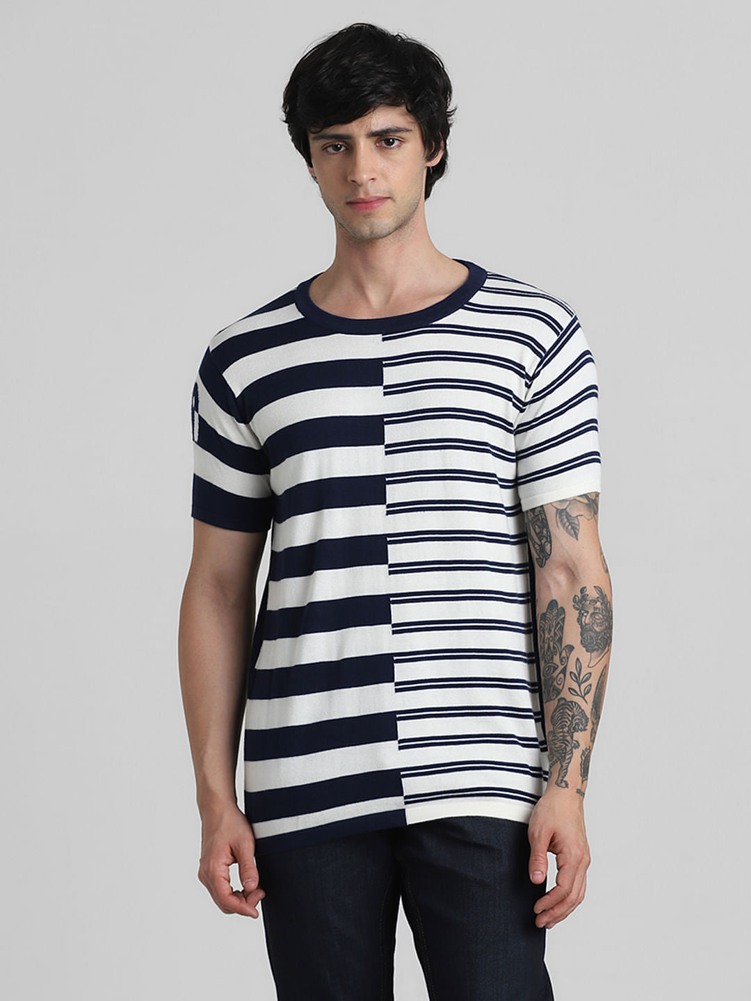 White & Blue Printed T-shirt