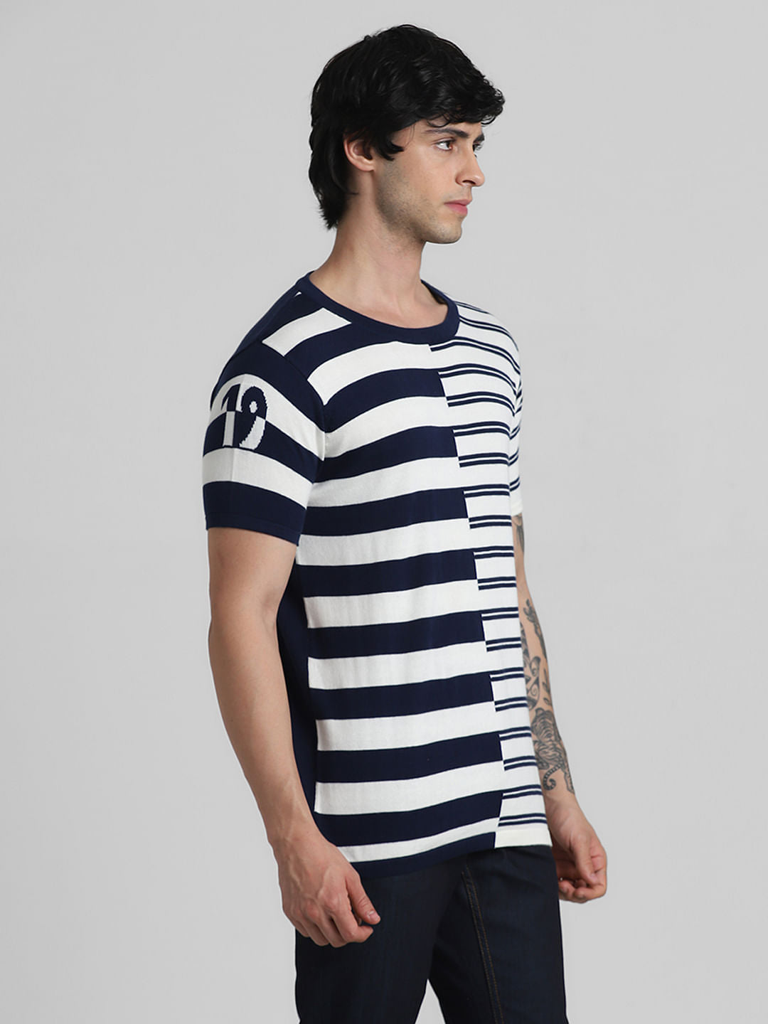 White & Blue Printed T-shirt