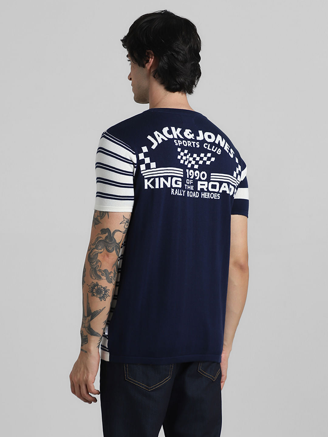 White & Blue Printed T-shirt