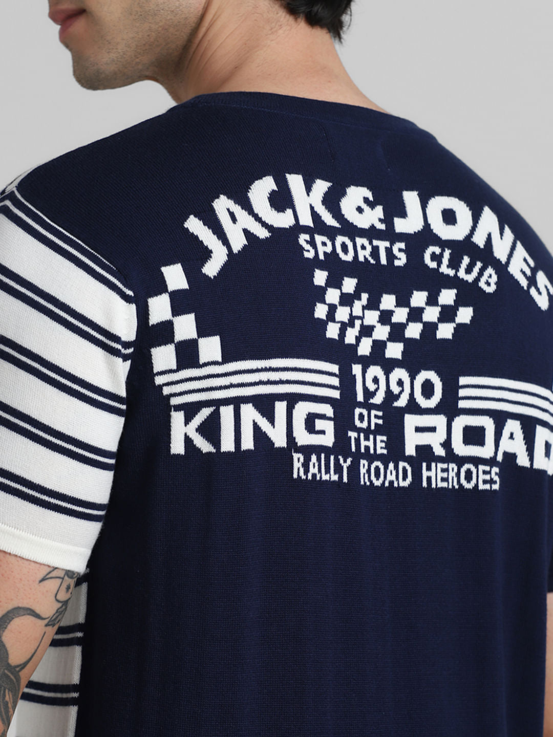 White & Blue Printed T-shirt