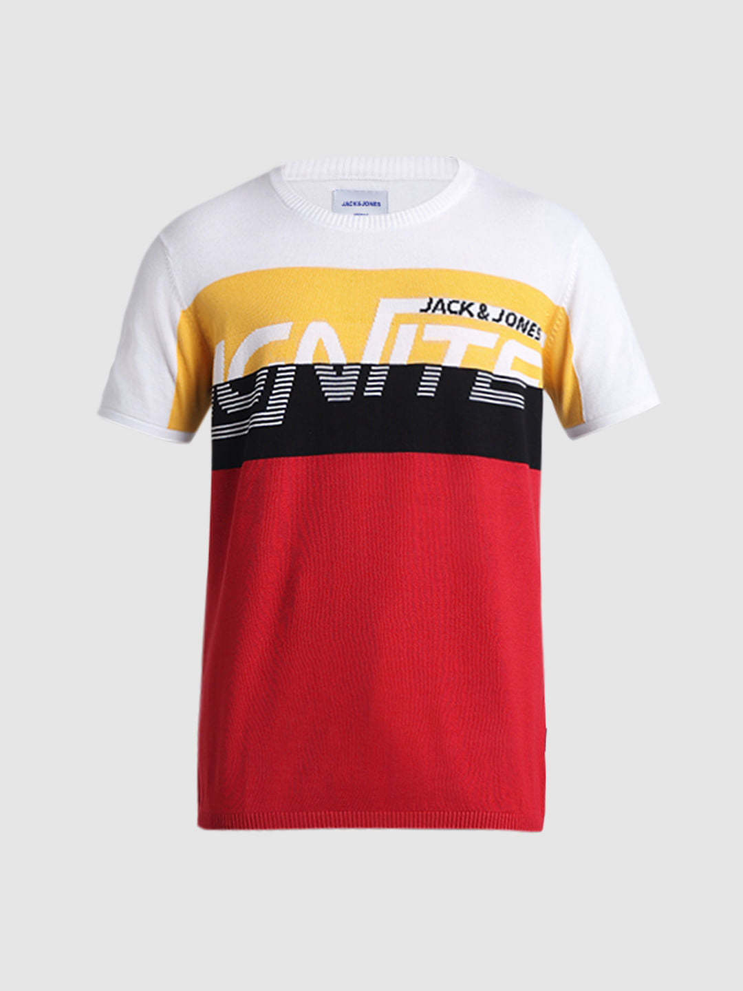 Red Colourblocked Knitted T-shirt