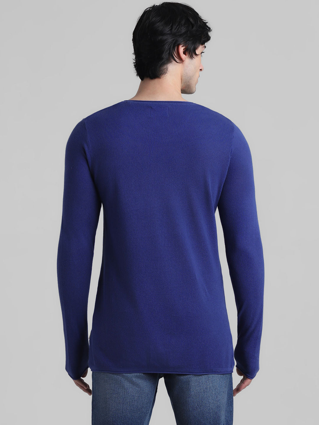 Dark Blue Knitted Cotton Pullover