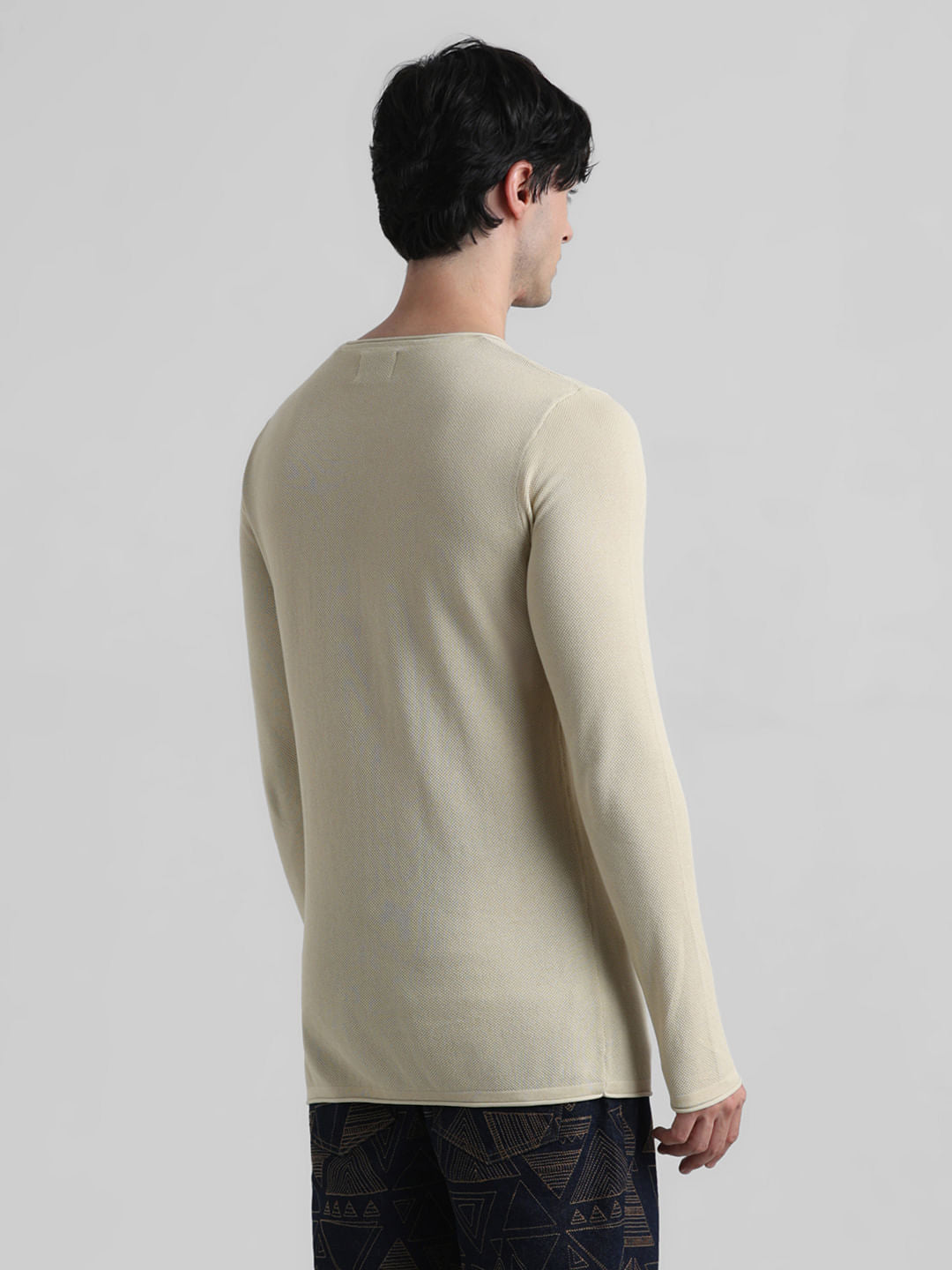 Beige Crew Neck Pullover
