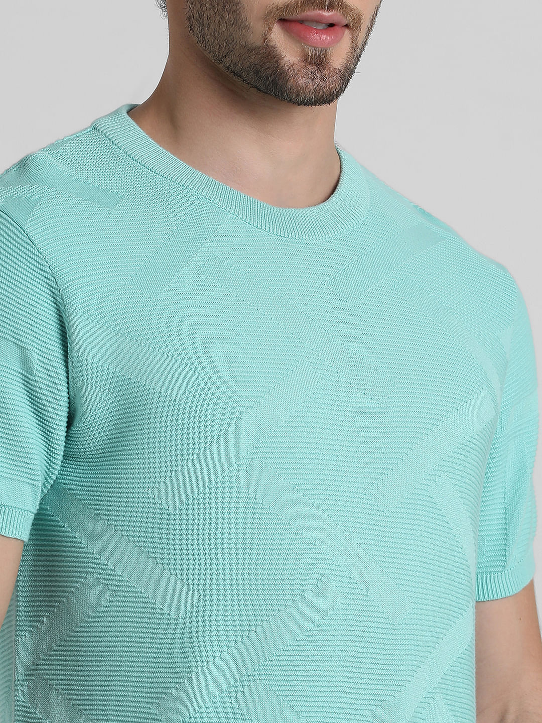 Green Knitted Crew Neck T-shirt