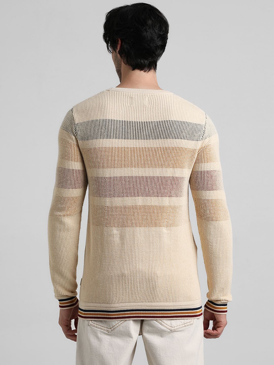 Beige Jacquard Pullover