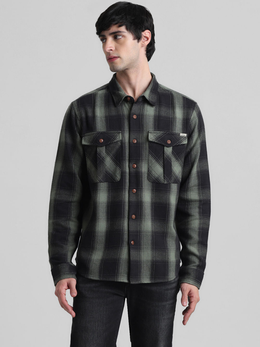 Green Check Oversized Shirt